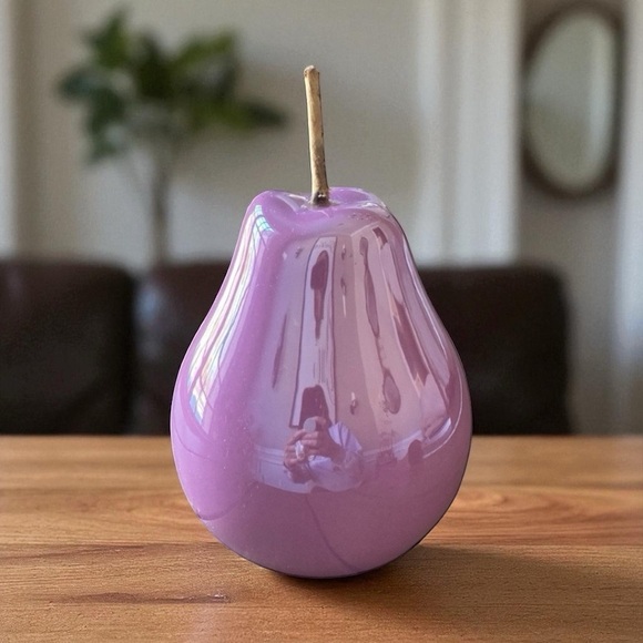 Pearlescent Ceramic Pear Figurine - Orchid - Picture 1 of 16